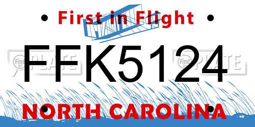 FFK5124 North Carolina License Plate