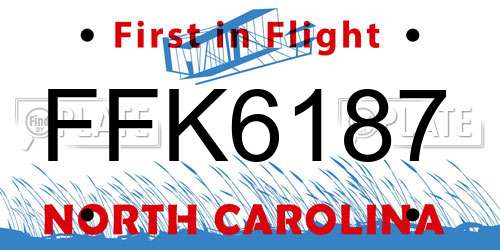 FFK6187 North Carolina License Plate