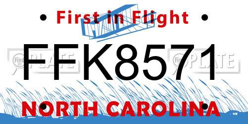 FFK8571 North Carolina License Plate