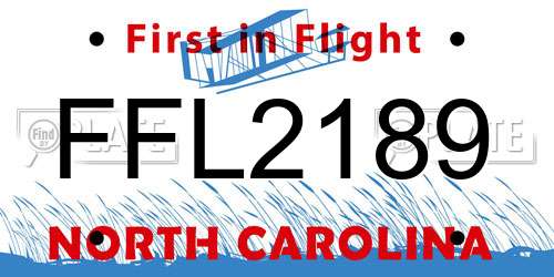 FFL2189 North Carolina License Plate