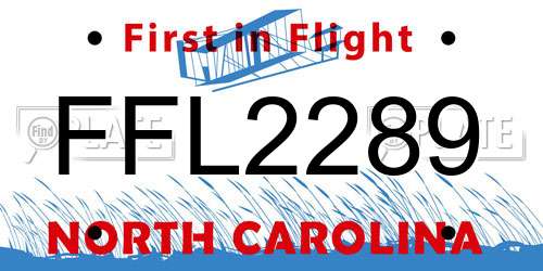 FFL2289 North Carolina License Plate
