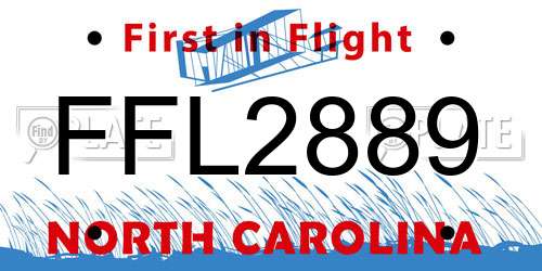 FFL2889 North Carolina License Plate
