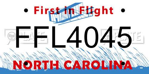 FFL4045 North Carolina License Plate