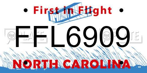 FFL6909 North Carolina License Plate