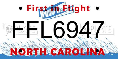 FFL6947 North Carolina License Plate