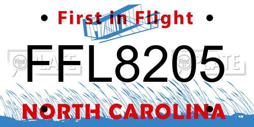 FFL8205 North Carolina License Plate