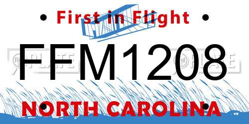 FFM1208 North Carolina License Plate