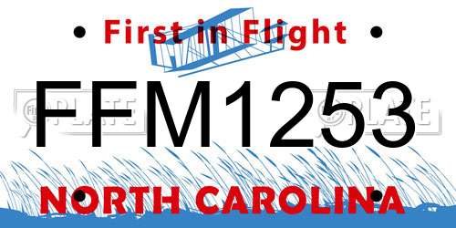 FFM1253 North Carolina License Plate