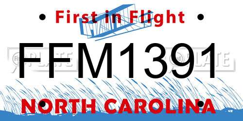 FFM1391 North Carolina License Plate