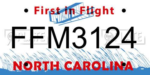 FFM3124 North Carolina License Plate