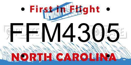 FFM4305 North Carolina License Plate