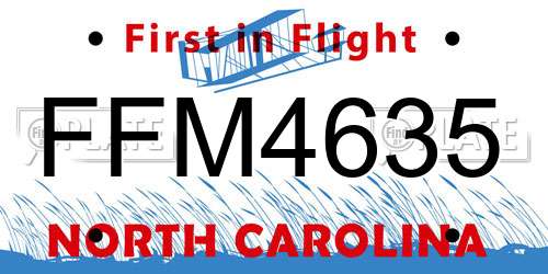 FFM4635 North Carolina License Plate