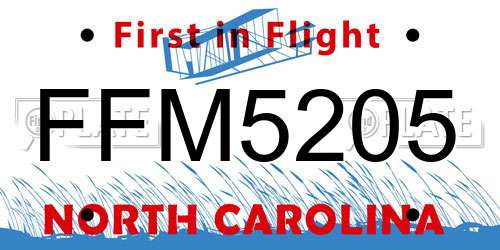 FFM5205 North Carolina License Plate