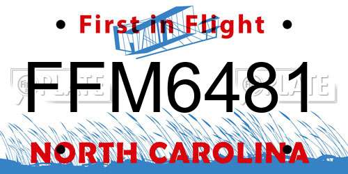 FFM6481 North Carolina License Plate