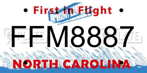 FFM8887 North Carolina License Plate