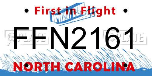 FFN2161 North Carolina License Plate