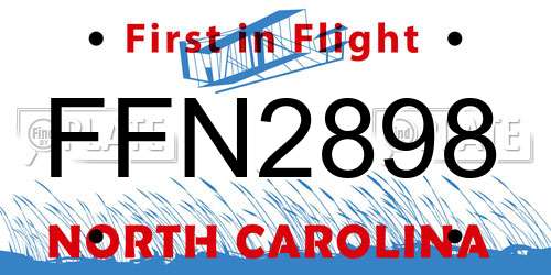 FFN2898 North Carolina License Plate