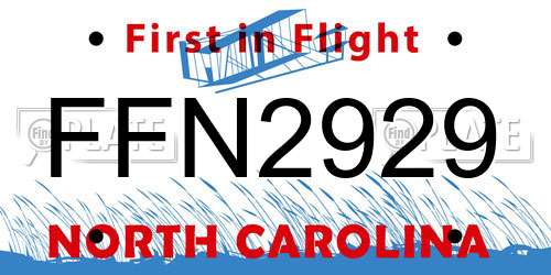 FFN2929 North Carolina License Plate