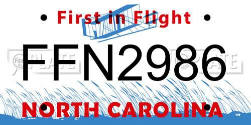 FFN2986 North Carolina License Plate