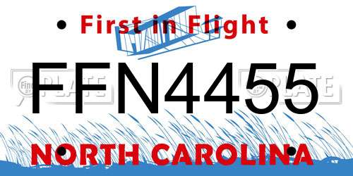 FFN4455 North Carolina License Plate