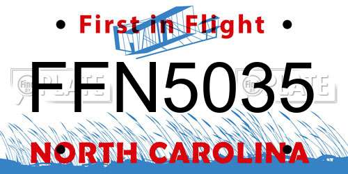 FFN5035 North Carolina License Plate