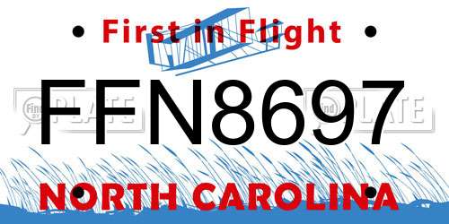 FFN8697 North Carolina License Plate