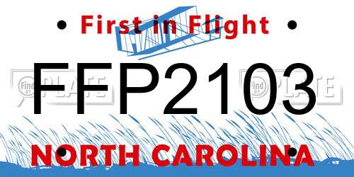 FFP2103 North Carolina License Plate