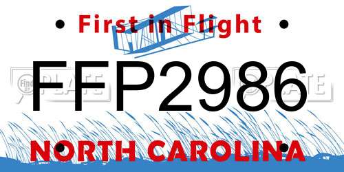 FFP2986 North Carolina License Plate