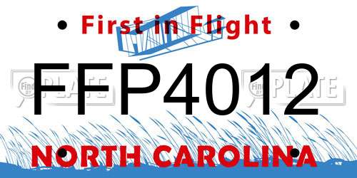 FFP4012 North Carolina License Plate