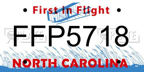 FFP5718 North Carolina License Plate