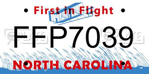 FFP7039 North Carolina License Plate