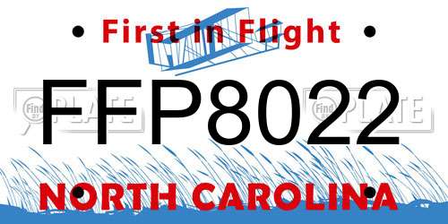 FFP8022 North Carolina License Plate