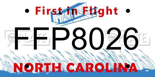 FFP8026 North Carolina License Plate