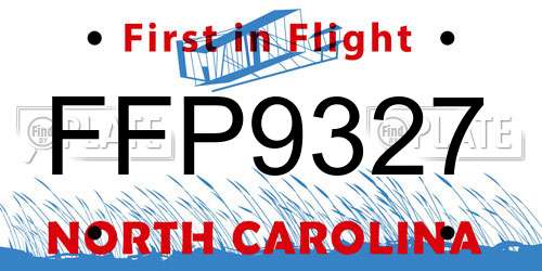 FFP9327 North Carolina License Plate