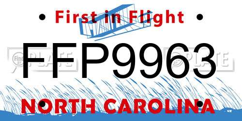 FFP9963 North Carolina License Plate