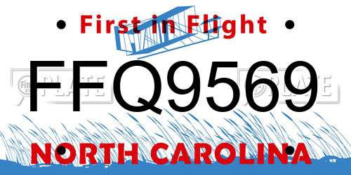 FFQ9569 North Carolina License Plate