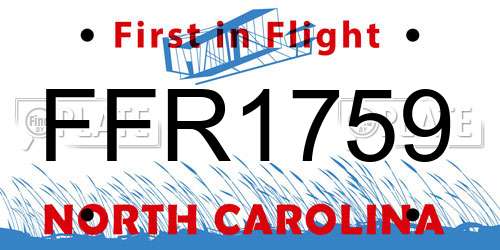 FFR1759 North Carolina License Plate