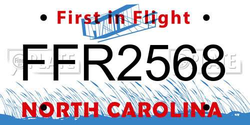 FFR2568 North Carolina License Plate