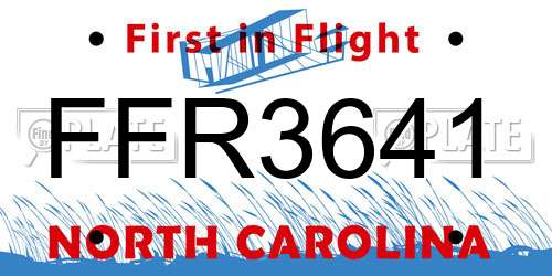 FFR3641 North Carolina License Plate