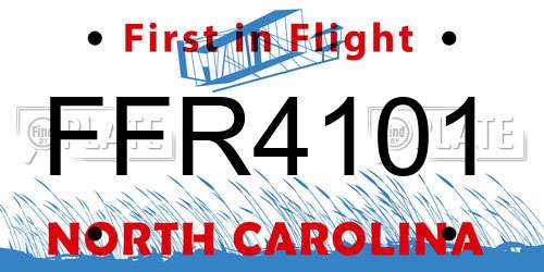 FFR4101 North Carolina License Plate