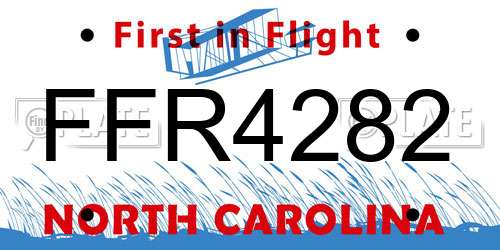 FFR4282 North Carolina License Plate