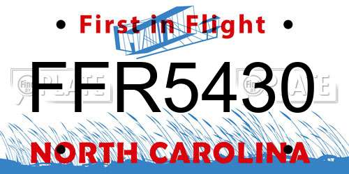 FFR5430 North Carolina License Plate