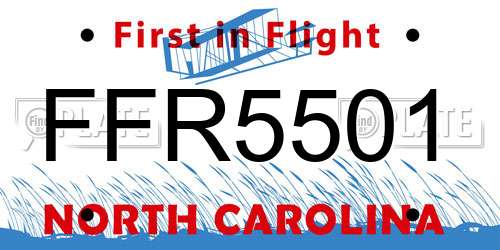 FFR5501 North Carolina License Plate