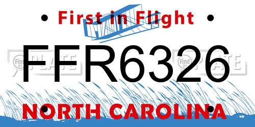 FFR6326 North Carolina License Plate