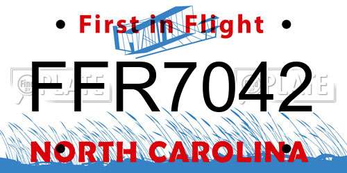 FFR7042 North Carolina License Plate