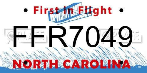 FFR7049 North Carolina License Plate