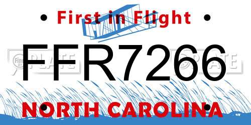 FFR7266 North Carolina License Plate