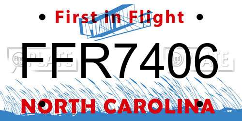 FFR7406 North Carolina License Plate