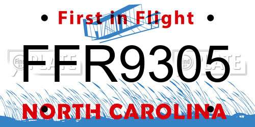 FFR9305 North Carolina License Plate