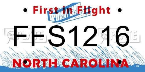 FFS1216 North Carolina License Plate